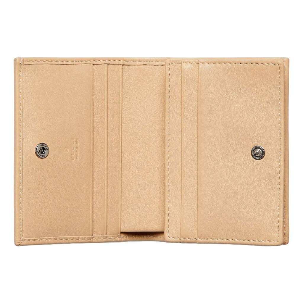 Gucci Gucci GG Marmont Dual Tone Metal Soft Calfskin Card Case Light Beige Beige Leather Never worn - Box View