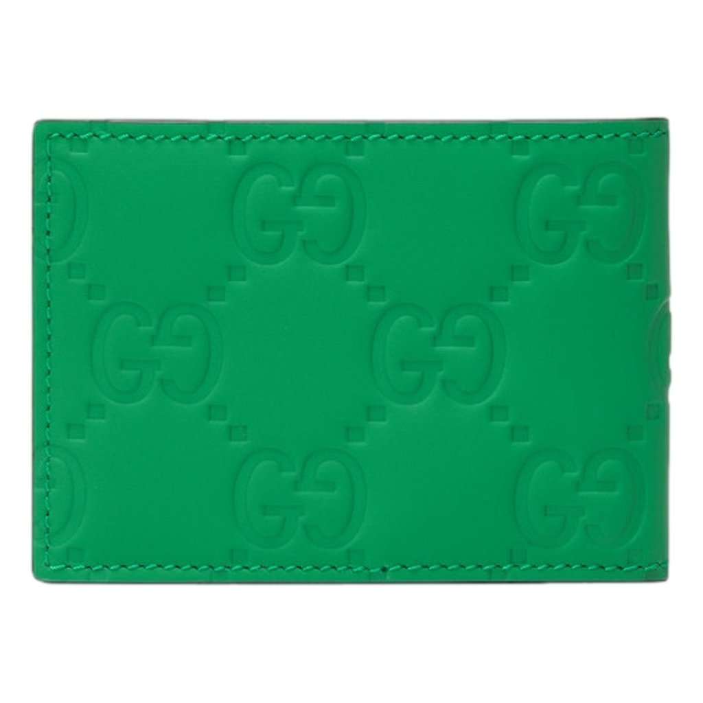 Gucci Gucci GG Leather Green Rubber Effect Bifold Wallet Green Leather Never worn - Inside View