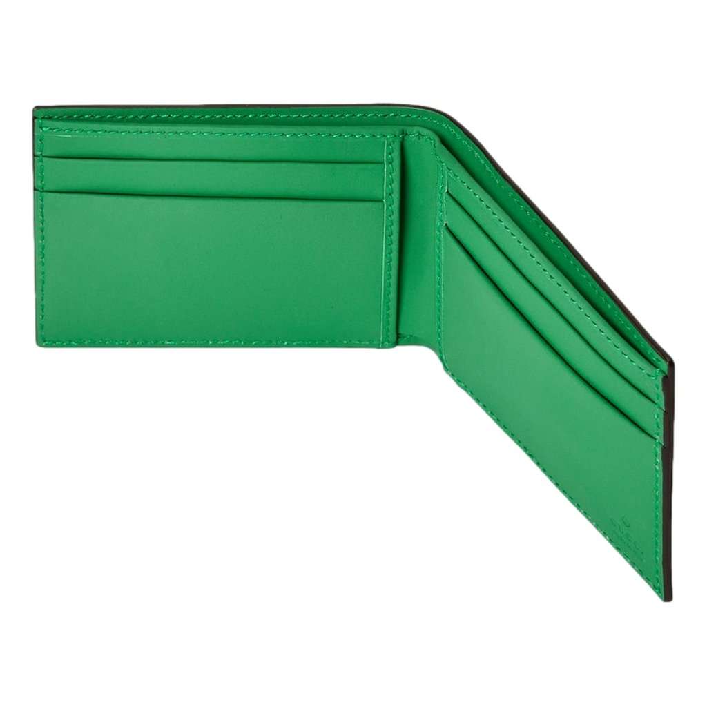 Gucci Gucci GG Leather Green Rubber Effect Bifold Wallet Green Leather Never worn - Box View