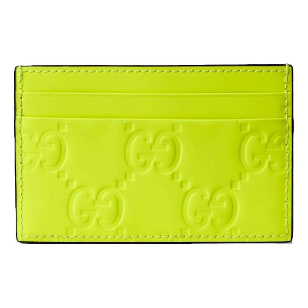 Gucci Gucci GG Rubber Effect Neon Yellow Guccissima Leather Card Case Wallet Yellow Leather Never worn - Front View