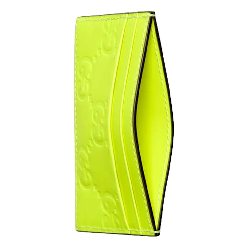 Gucci Gucci GG Rubber Effect Neon Yellow Guccissima Leather Card Case Wallet Yellow Leather Never worn - Back View
