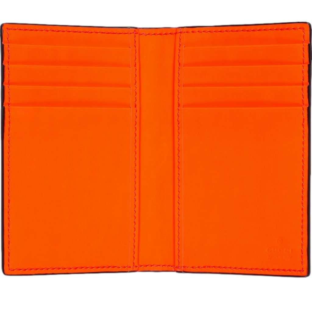 Gucci Gucci GG Leather Rubber Effect Neon Orange Folding Wallet Card Holder Orange Leather Never worn - Inside View