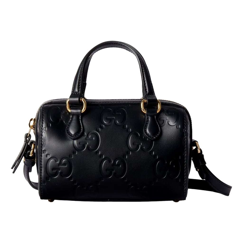 Gucci Gucci Gilbert GG Leather Super Mini Boston Bag Crossbody in Black Black Leather Never worn - Front View