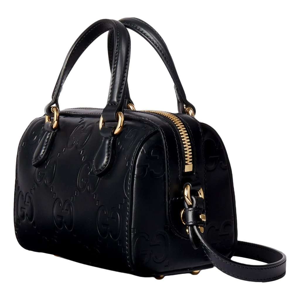Gucci Gucci Gilbert GG Leather Super Mini Boston Bag Crossbody in Black Black Leather Never worn - Inside View