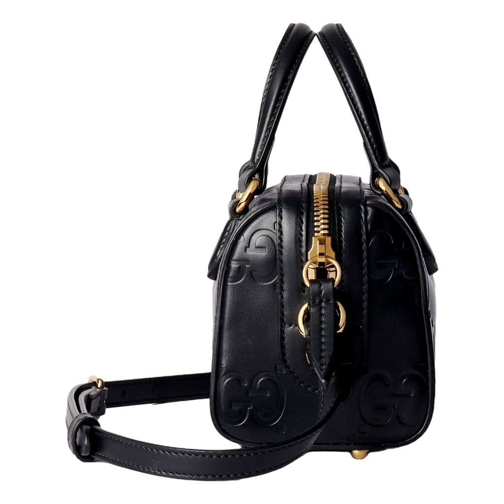 Gucci Gucci Gilbert GG Leather Super Mini Boston Bag Crossbody in Black Black Leather Never worn - Model View