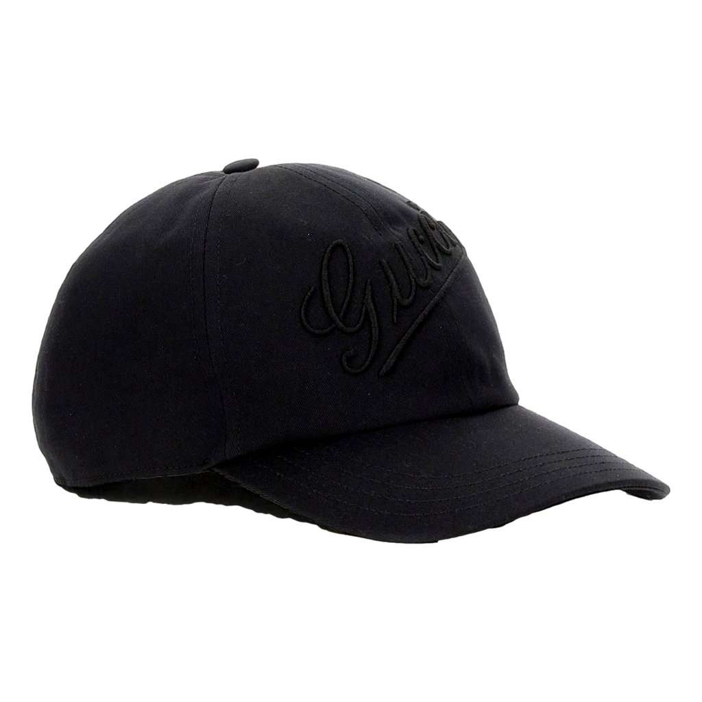 Gucci Gucci Black Embroidered Logo Cotton Baseball Cap Extra Large Black Cotton Never worn - Back View