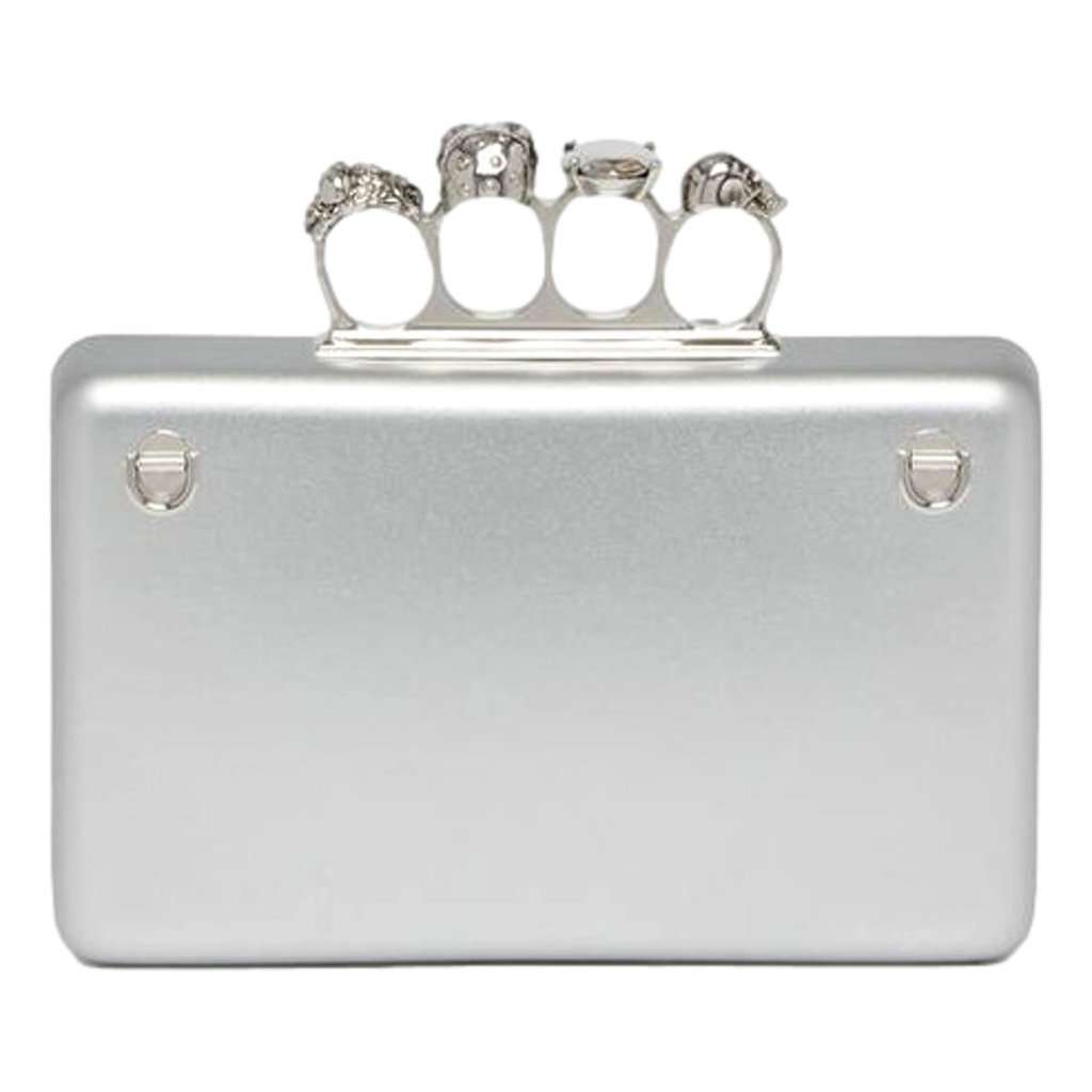 Alexander McQueen Alexander McQueen The Knuckle Silver Metallic Leather Zip Around Crossbody Bag Skull Silver Leather Never worn - Back View