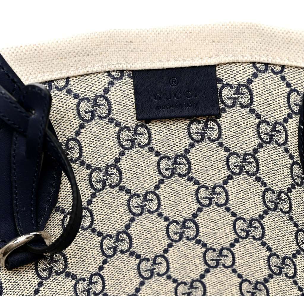Gucci Gucci Logo Print Large Tote Bag Beige GG Supreme Canvas Brown Leather Never worn - Box View