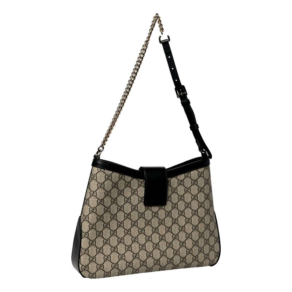 Gucci Gucci GG Supreme Monogram Canvas Medium Padlock Shoulder Bag Black Black Leather Never worn - Back View