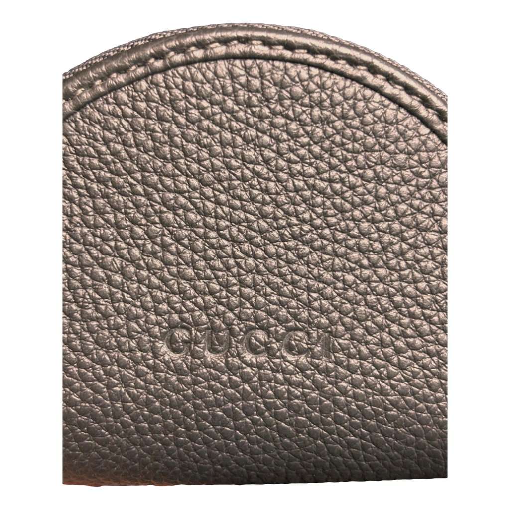 Gucci Gucci Dark Gray Leather Earphone Case Zip Pouch Key Ring Clip Grey Leather Never worn - Inside View