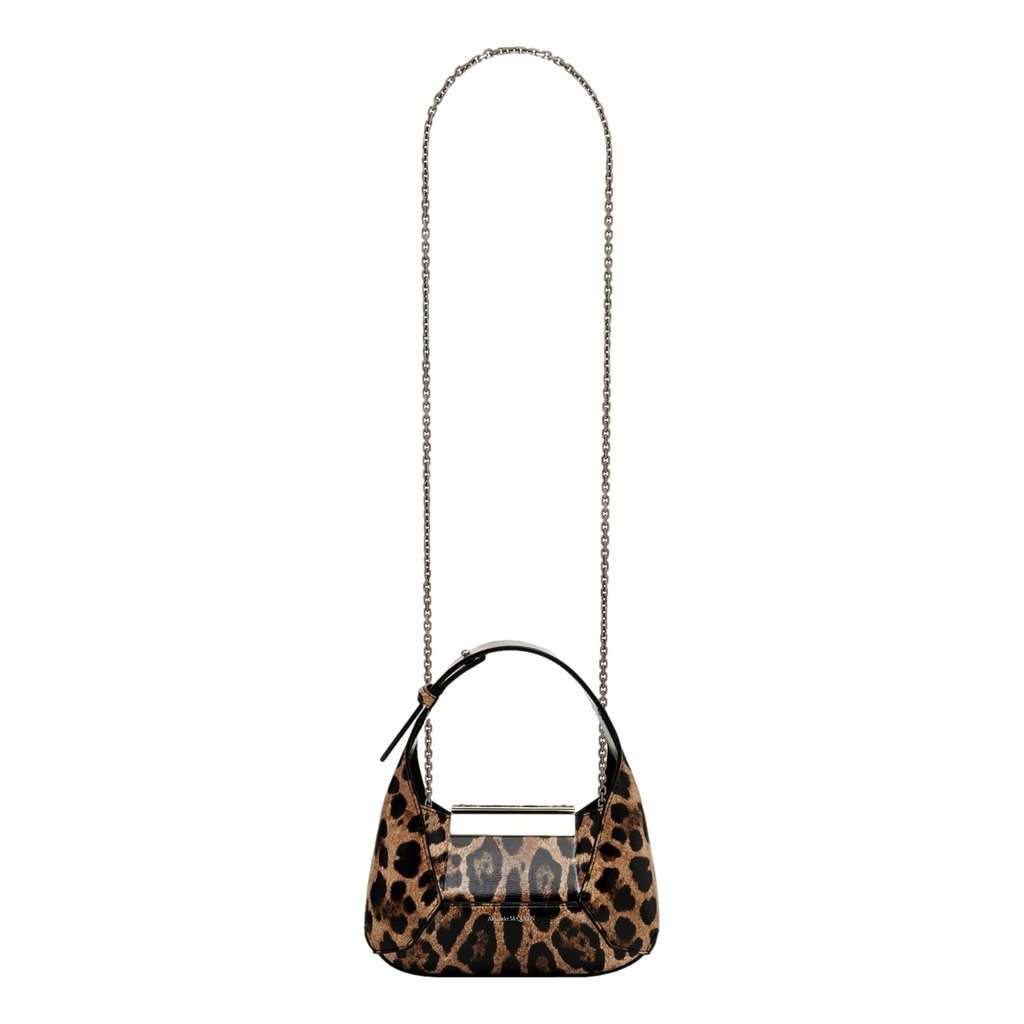Alexander McQueen Alexander McQueen Leopard Print Jewelled Shoulder Bag Skull Knuckle Brown Leather Never worn - Box View