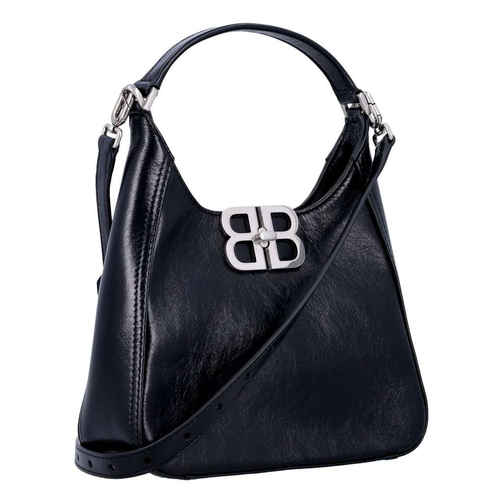 Balenciaga Balenciaga BB Soft Hobo Mini Black Smooth Calfskin Leather Shoulder Crossbody Bag Beige Leather Never worn - Model View