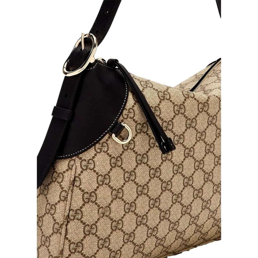 Gucci Gucci GG Emblem Surpeme Canvas Medium Leather Shoulder Bag Black Beige Brown Canvas Never worn - Box View