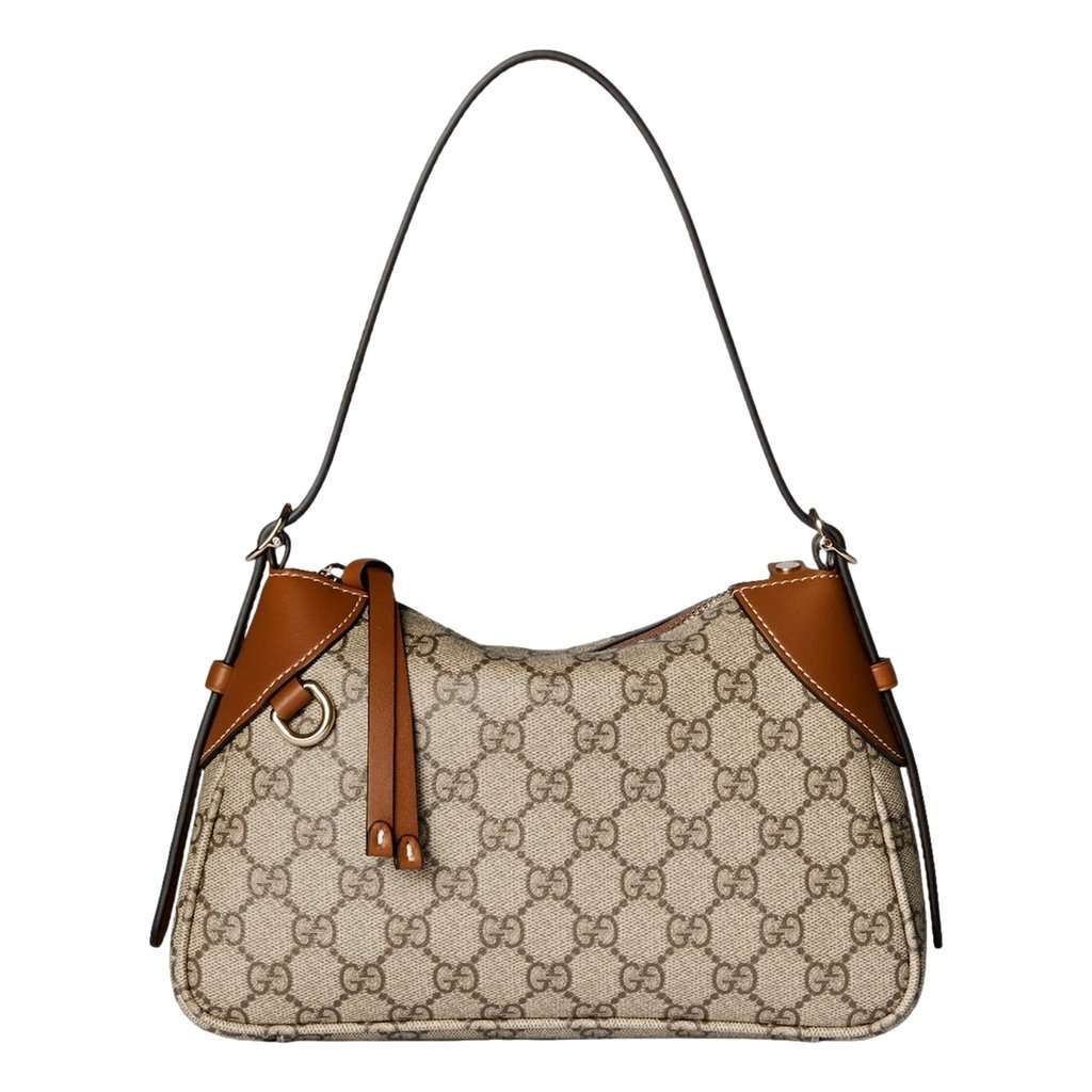 Gucci Gucci GG Emblem Supreme Canvas Leather Shoulder Bag Brown Beige Brown Leather Never worn - Front View