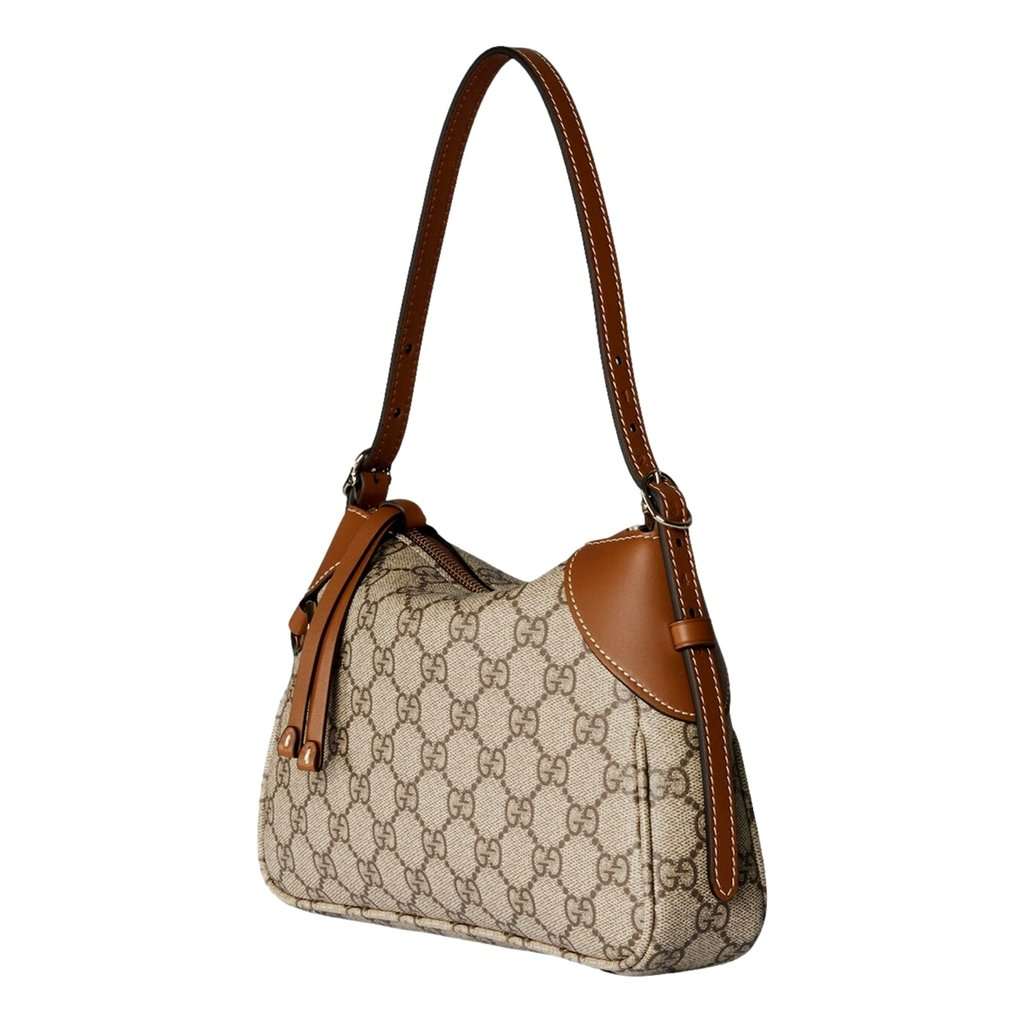 Gucci Gucci GG Emblem Supreme Canvas Leather Shoulder Bag Brown Beige Brown Leather Never worn - Back View