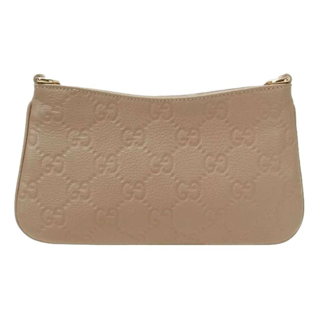 Gucci Gucci GG Logo Small Leather Shoulder Bag with Chain Strap in Beige Brown Leather Never worn - Inside View
