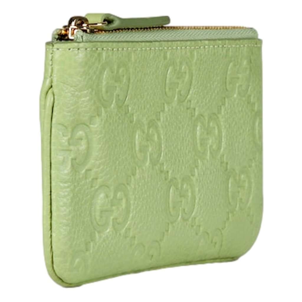 Gucci Gucci GG Embossed Green Leather Key Pouch Green Leather Never worn - Back View