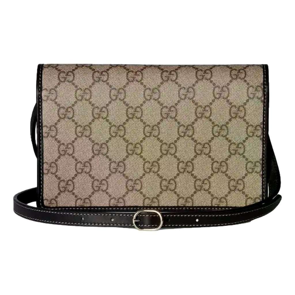 Gucci Gucci GG Emblem Canvas and Leather Wallet Mini Crossbody Bag in Black Black Leather Never worn - Back View