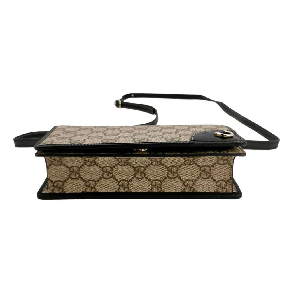 Gucci Gucci GG Emblem Canvas and Leather Wallet Mini Crossbody Bag in Black Black Leather Never worn - Inside View