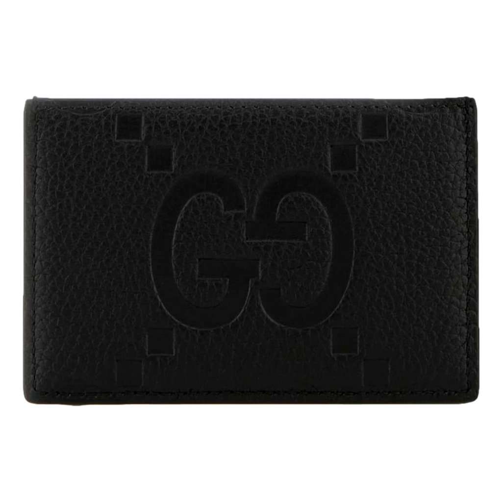 Gucci Gucci Jumbo GG Black Leather Card Holder Wallet Embossed Logo Black Leather Never worn - Front View