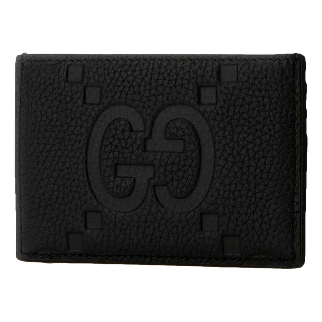 Gucci Gucci Jumbo GG Black Leather Card Holder Wallet Embossed Logo Black Leather Never worn - Back View