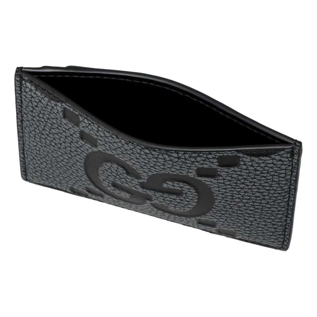 Gucci Gucci Jumbo GG Gray Leather Card Holder Wallet Embossed Logo Black Leather Never worn - Inside View