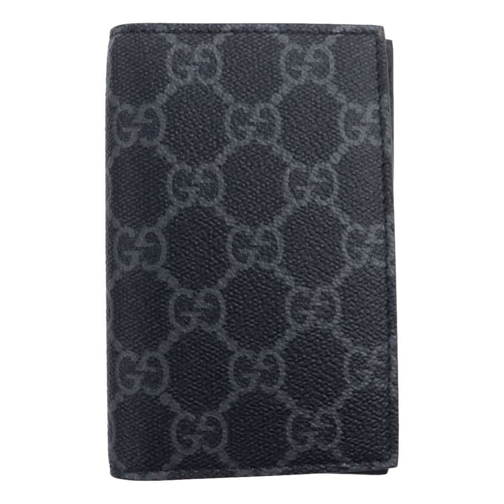 Gucci Gucci GG Emblem Black Leather and Canvas Vertical Bifold Wallet Black Leather Never worn - Front View