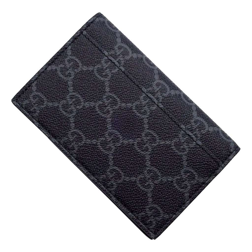 Gucci Gucci GG Emblem Black Leather and Canvas Vertical Bifold Wallet Black Leather Never worn - Back View