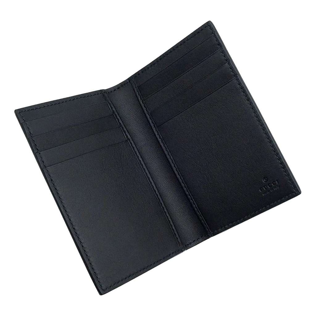 Gucci Gucci GG Emblem Black Leather and Canvas Vertical Bifold Wallet Black Leather Never worn - Box View