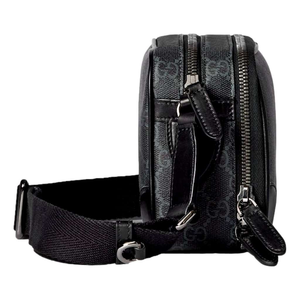 Gucci Gucci GG Black Canvas and Leather Unisex Dual Compartment Crossbody Bag Black Leather Never worn - Inside View