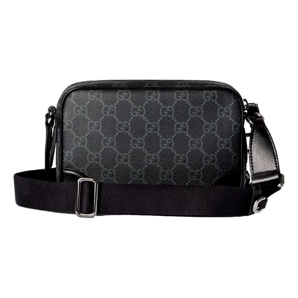 Gucci Gucci GG Black Canvas and Leather Unisex Dual Compartment Crossbody Bag Black Leather Never worn - Box View
