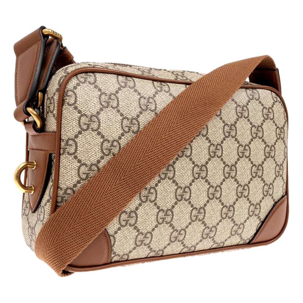 Gucci Gucci GG Supreme Canvas Brown Leather Camera Bag Crossbody Beige Leather Never worn - Inside View