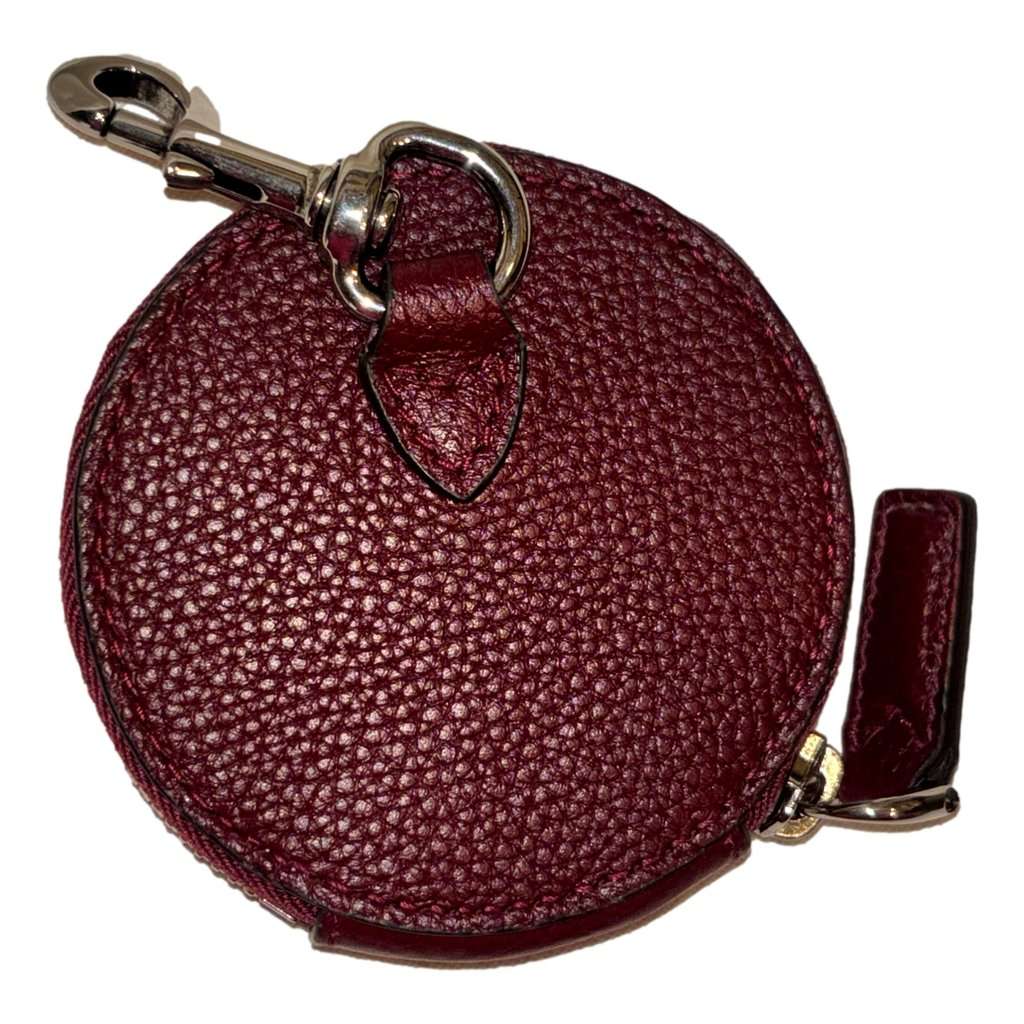 Gucci Gucci Round Coin Case Keychain Calf Leather Burgundy Red Pouch Burgundy Leather Never worn - Back View