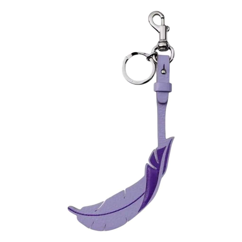 Gucci Gucci Leather Feather Keychain Charm Lilac Purple Purple Leather Never worn - Back View