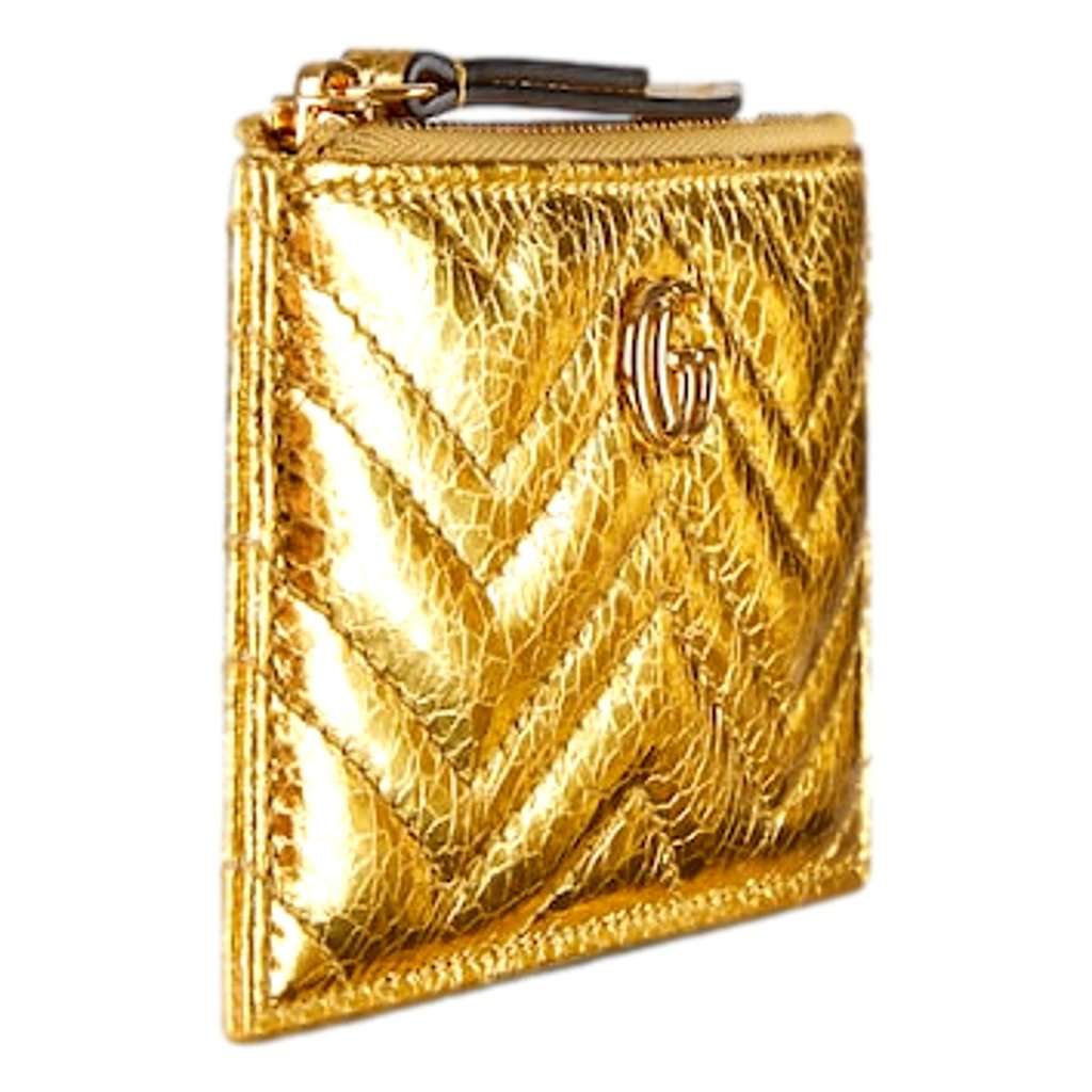 Gucci Gucci Marmont Gold Pleated Leather Key Pouch Wallet Keychain Gold Leather Never worn - Inside View