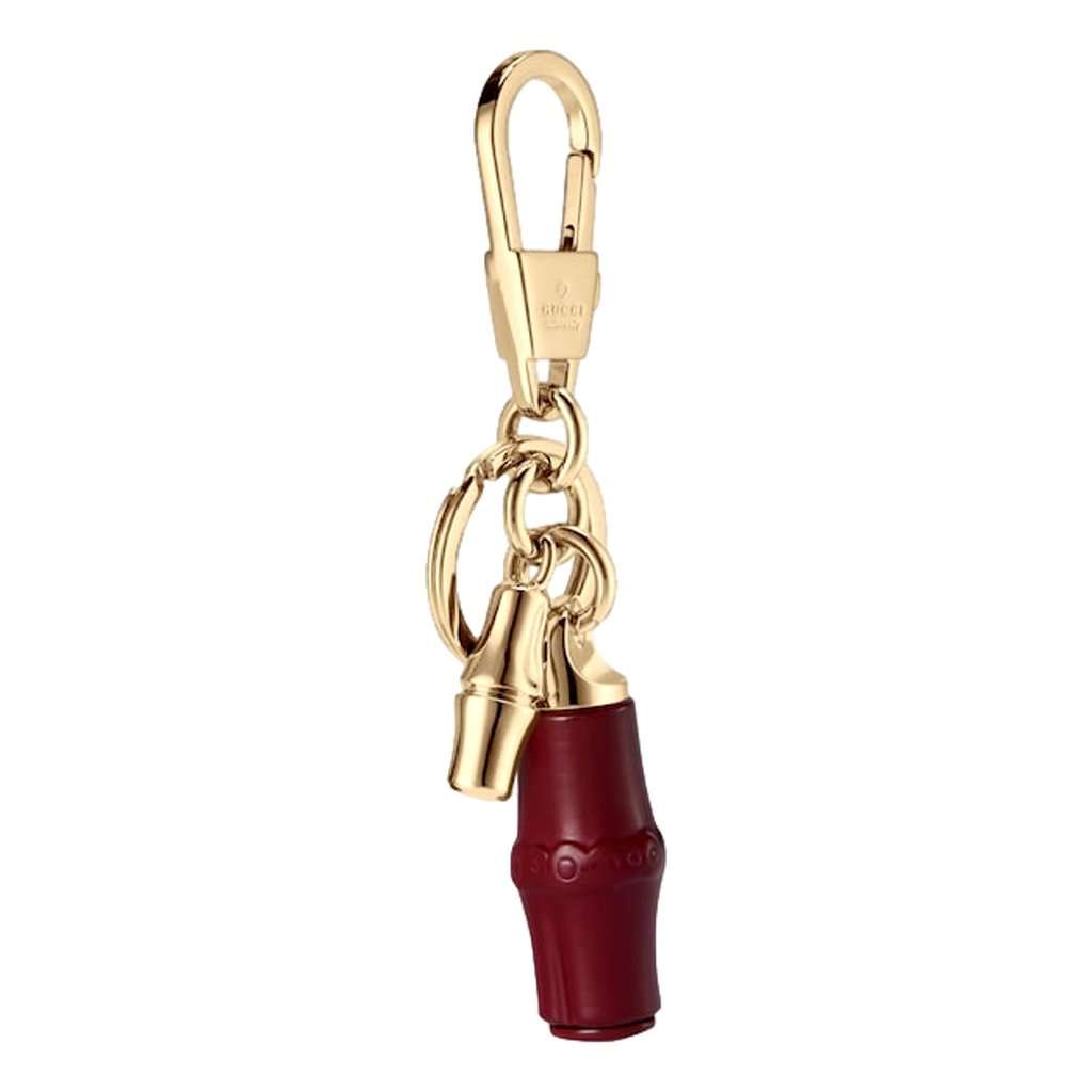 Gucci Gucci Bamboo Gold Metal Keychain Charm in Red Red Never worn - Back View