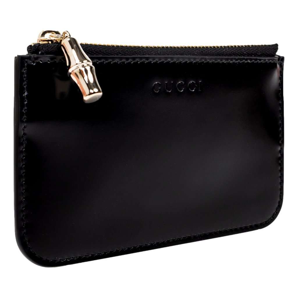 Gucci Gucci Bamboo Pull Zipper Black Patent Leather Card Case Wallet Black Leather Never worn - Inside View