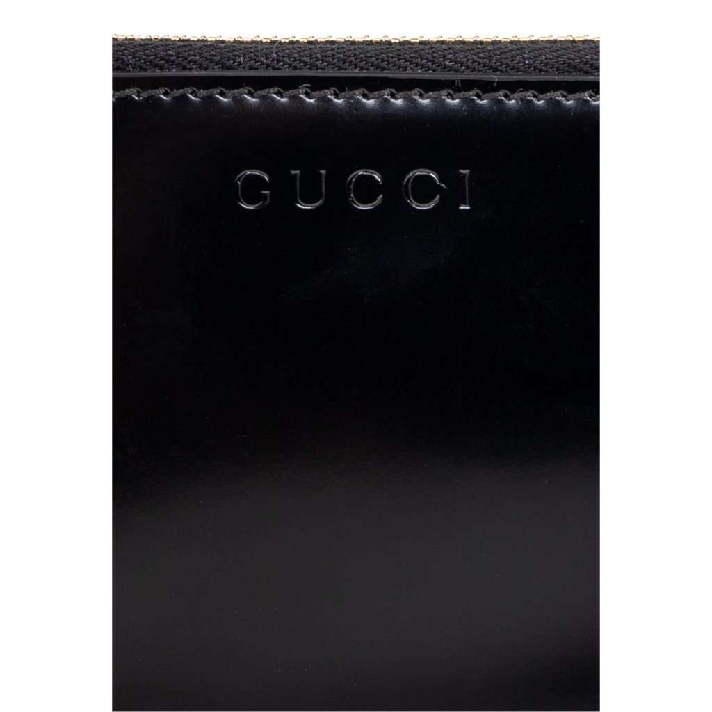 Gucci Gucci Bamboo Pull Zipper Black Patent Leather Card Case Wallet Black Leather Never worn - Box View