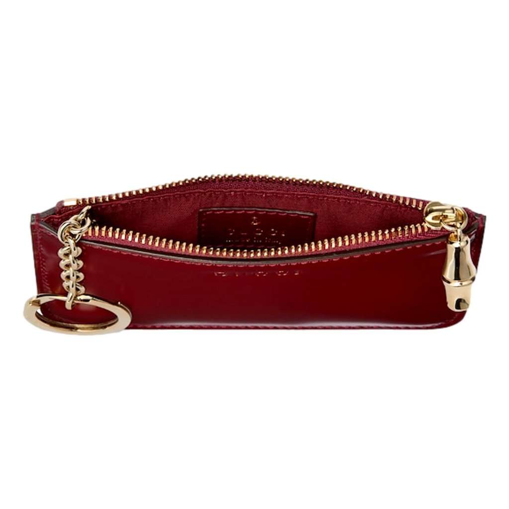 Gucci Gucci Bamboo Series Bordeaux Patent Leather Zipper Key Pouch Wallet Red Leather Never worn - Inside View