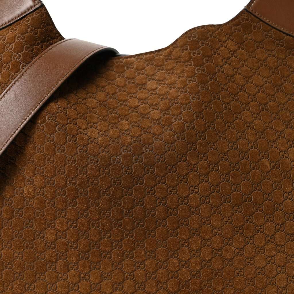 Gucci Gucci Micro GG B Medium Shoulder Bag Brown Suede and Leather Brown Suede Never worn - Inside View