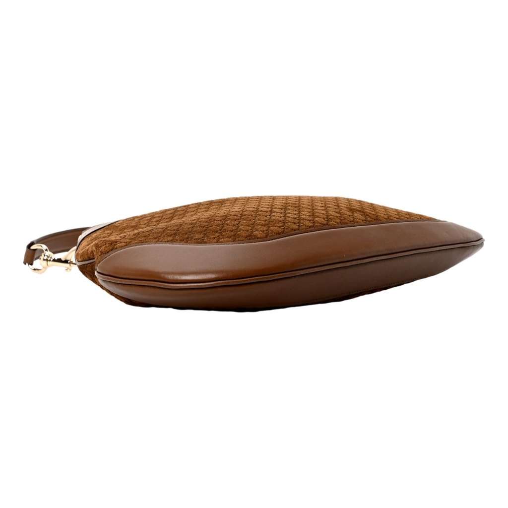 Gucci Gucci Micro GG B Medium Shoulder Bag Brown Suede and Leather Brown Suede Never worn - Model View