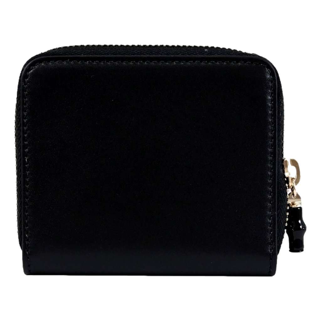 Gucci Gucci Black Patent Leather Zip-Around Wallet with Bamboo Pull Black Leather Never worn - Back View