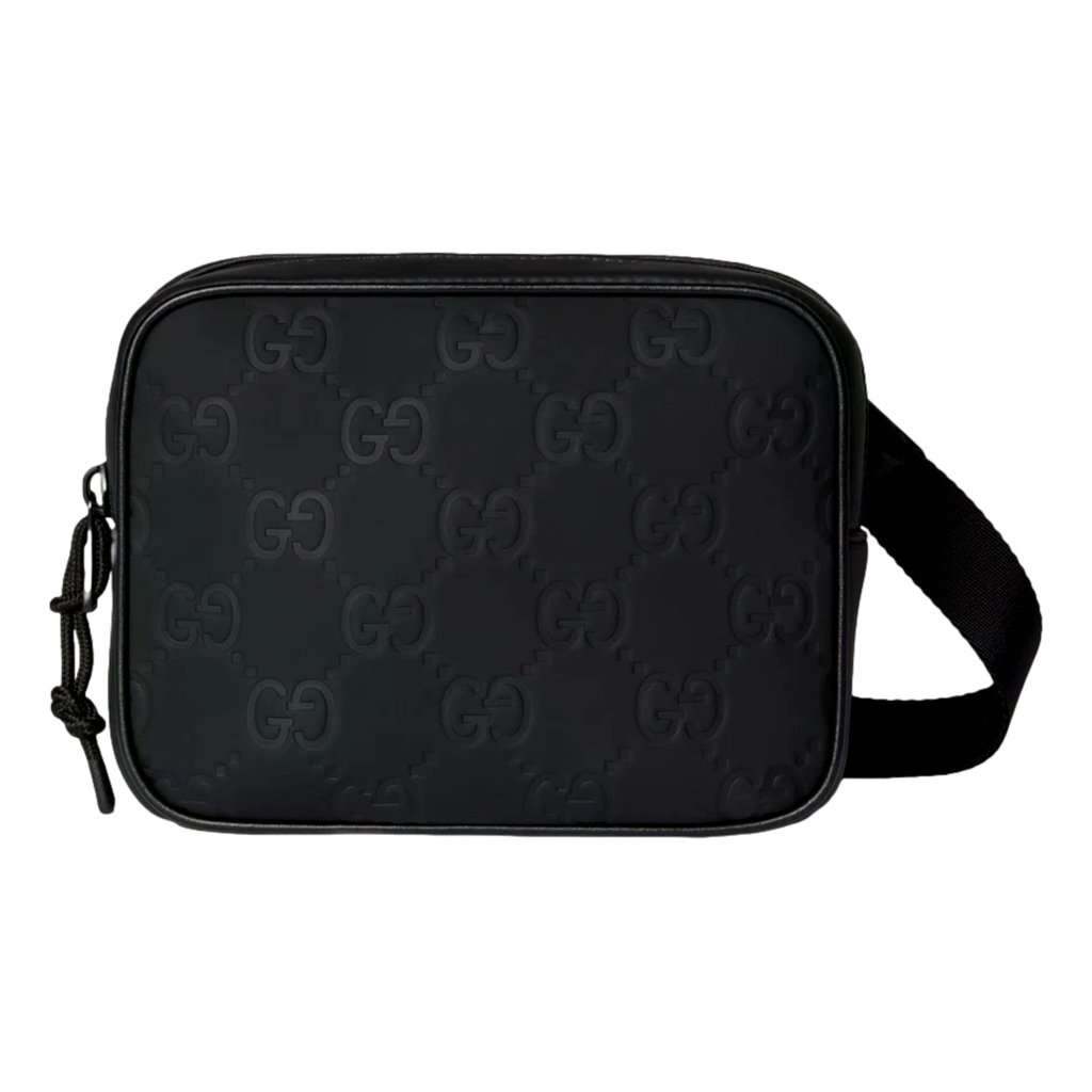 Gucci Gucci GG Rubber Effect Black Mini Crossbody Bag Black Leather Never worn - Front View