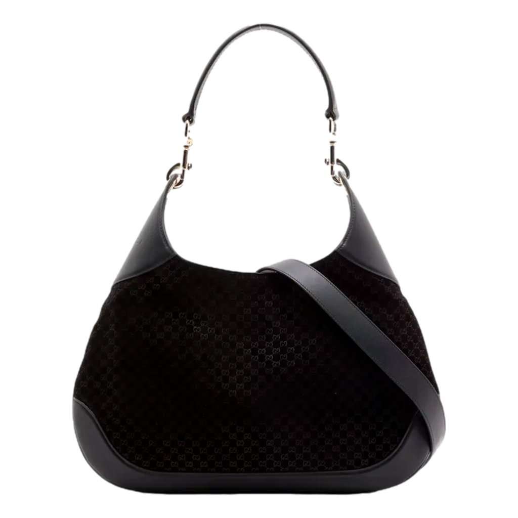 Gucci Gucci Micro GG B Medium Shoulder Bag Black Suede and Leather Black Suede Never worn - Back View