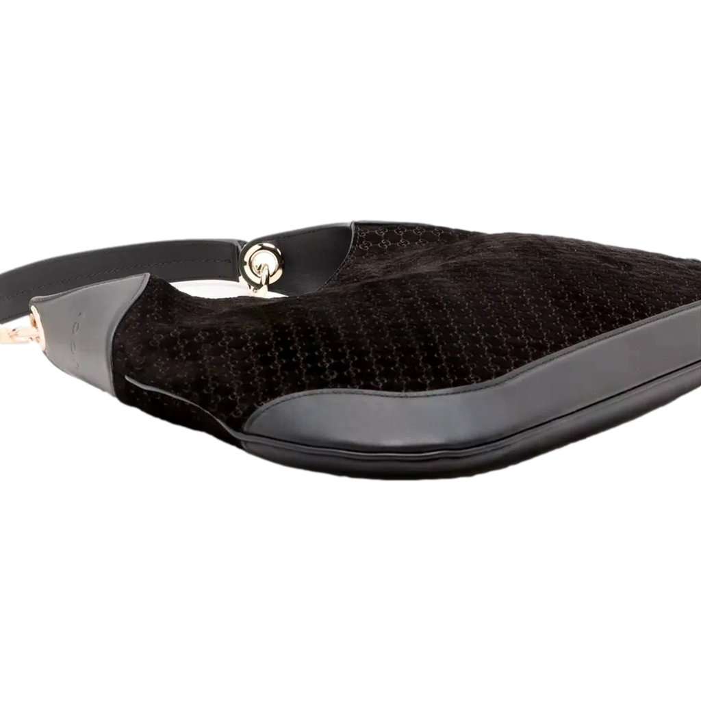 Gucci Gucci Micro GG B Medium Shoulder Bag Black Suede and Leather Black Suede Never worn - Inside View