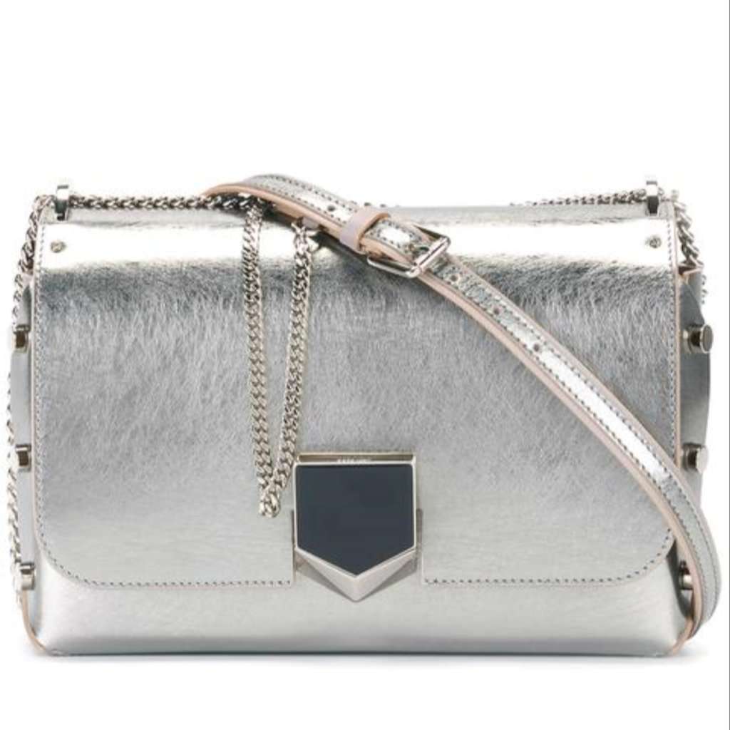 Jimmy Choo Jimmy Choo Metallic Silver Lockett Crossbody Shoulder Bag Black Leather Never worn - Back View