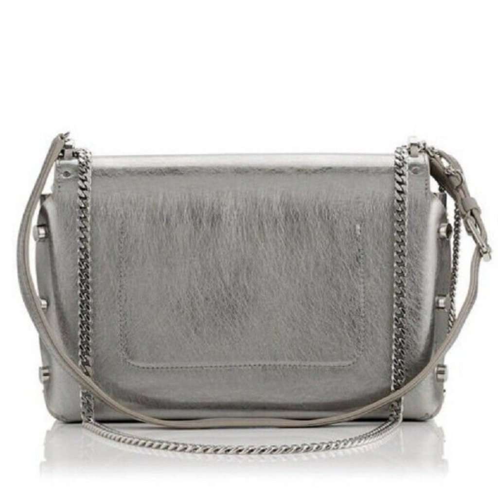 Jimmy Choo Jimmy Choo Metallic Silver Lockett Crossbody Shoulder Bag Black Leather Never worn - Inside View