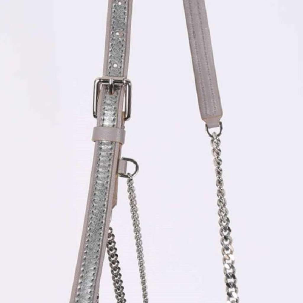 Jimmy Choo Jimmy Choo Metallic Silver Lockett Crossbody Shoulder Bag Black Leather Never worn - Box View