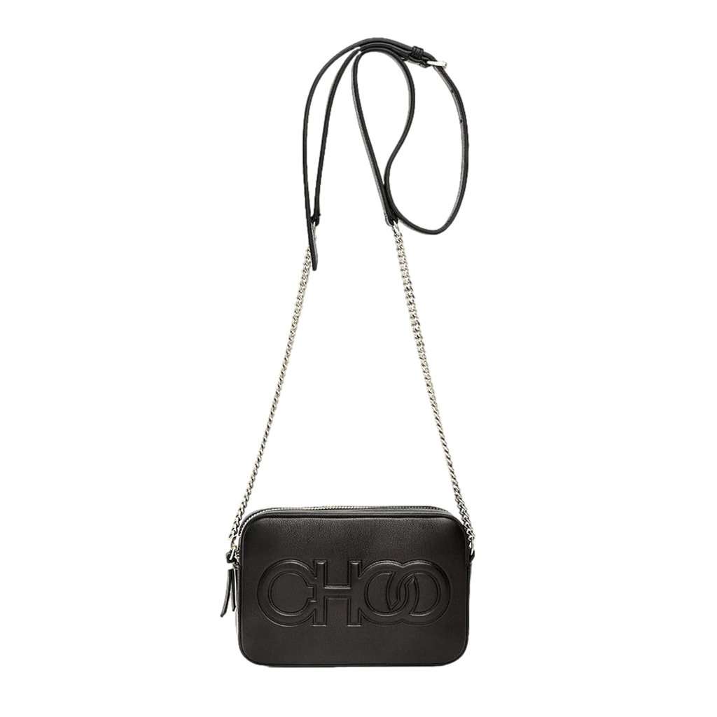 Jimmy Choo Jimmy Choo Balti Camera Crossbody Bag Black Embossed Leather Chain Strap Black Leather Never worn - Model View