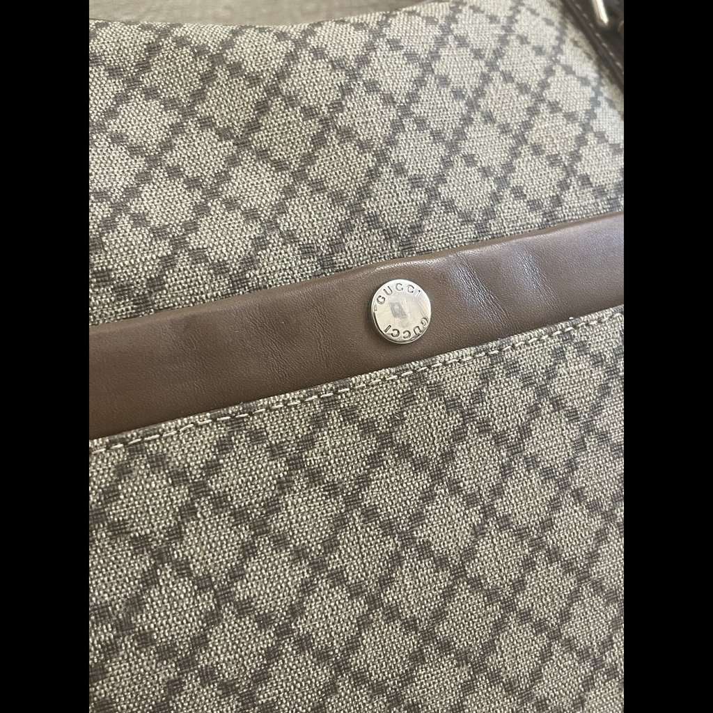 Gucci Diamanté Supreme Laptop Bag Brown Leather Good condition - Back View
